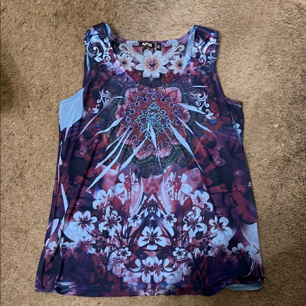 Apt. 9 Women's Floral Tank Top - Purple and Blue